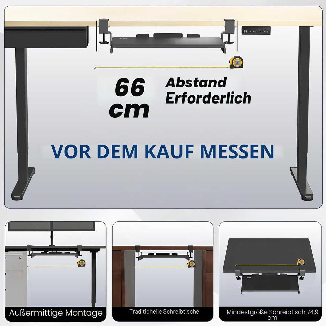 VIVO Kleine Tastaturablage, ausziehbar unter dem Schreibtisch, mit extra stabilem C-Klemmbefestigung