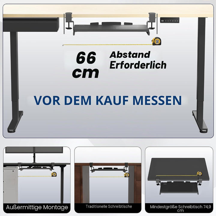 VIVO Kleine Tastaturablage, ausziehbar unter dem Schreibtisch, mit extra stabilem C-Klemmbefestigung