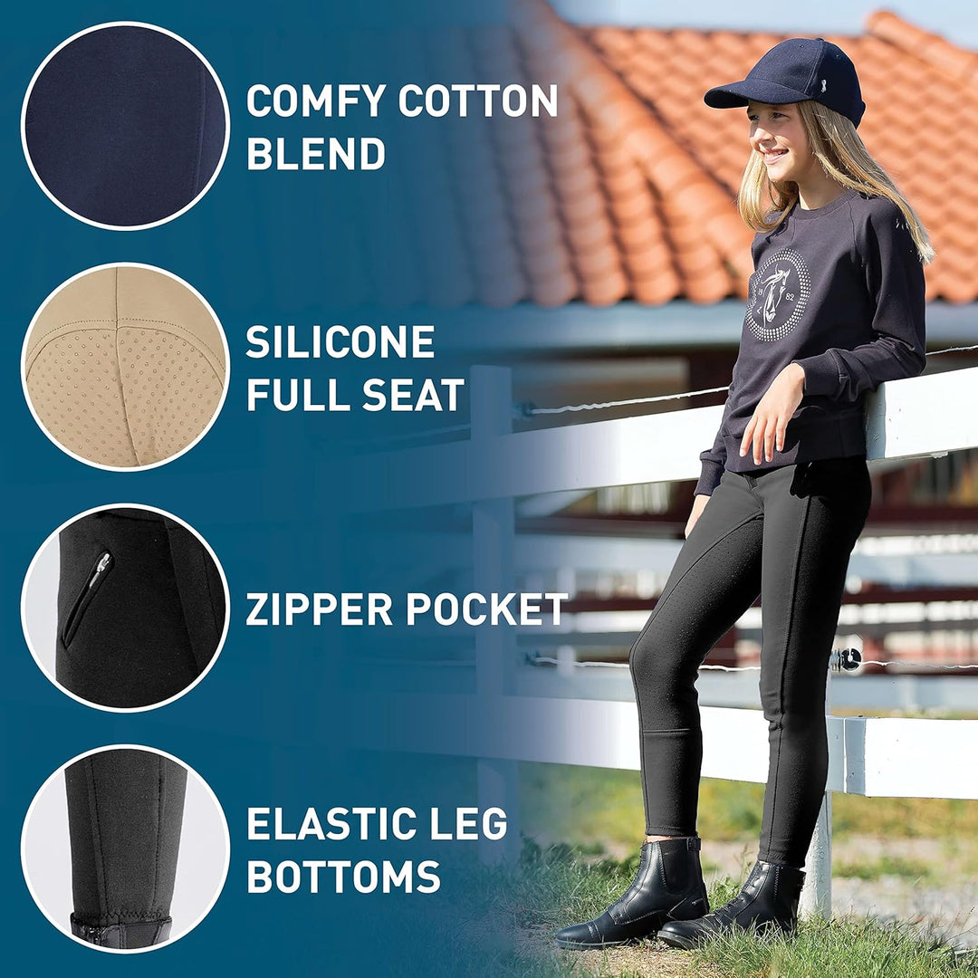 HORZE Kinder Reithose Active, Vollbesatz Reithose Mädchen mit Silikon Svpu XS, Svpu XS