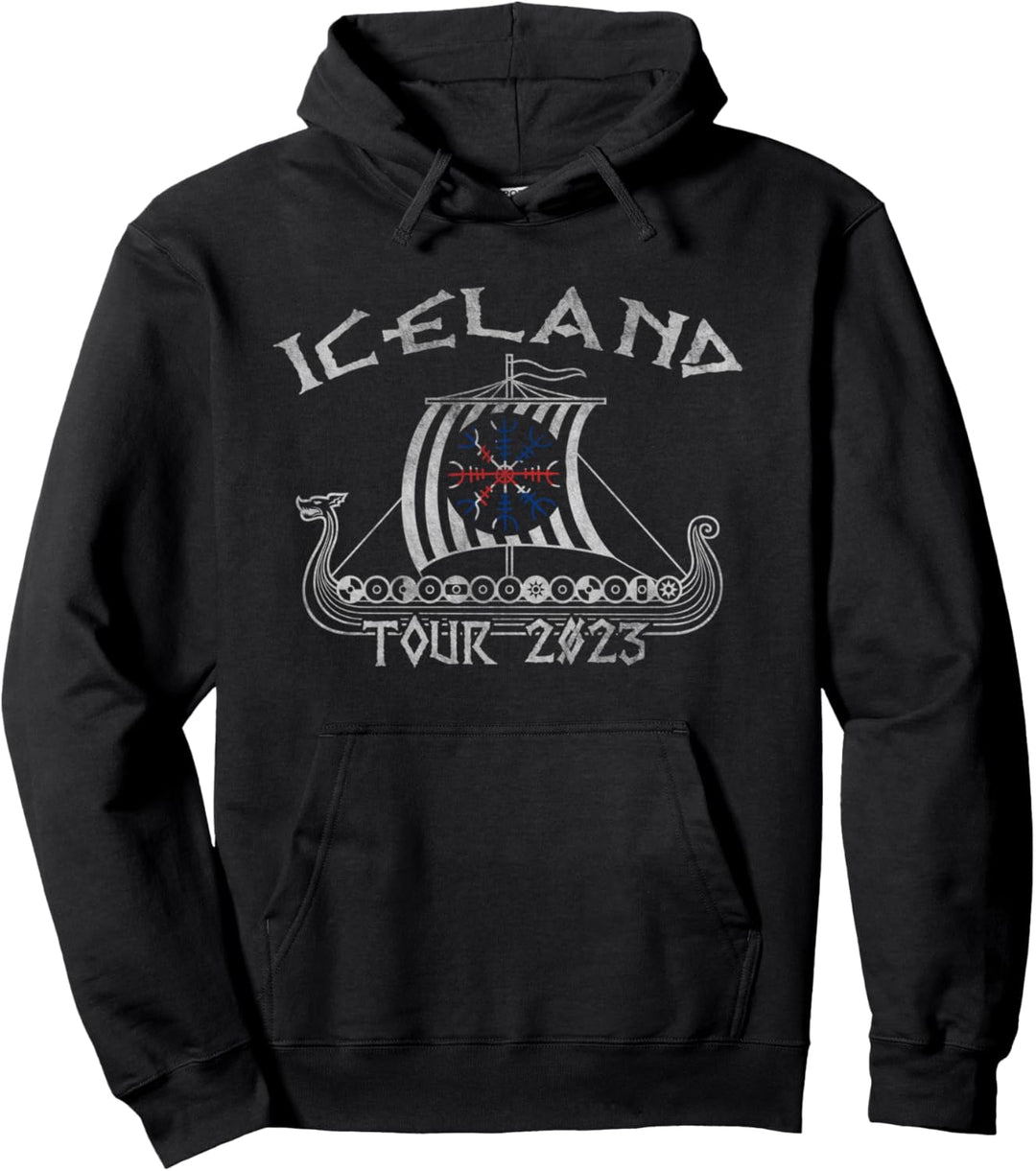 Iceland Viking Ship Helm Of Awe Iceland Tour 2023 Pullover Hoodie