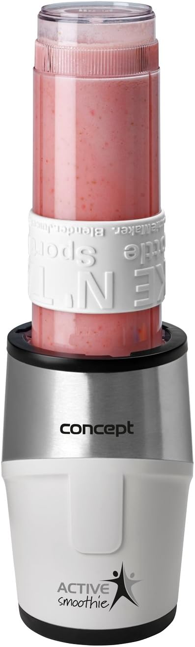CONCEPT Hausgeräte sm3380 Smoothie Maker "Active-Smoothie" mit 3 Trinkflaschen, 500 W, weiss Weiss 3