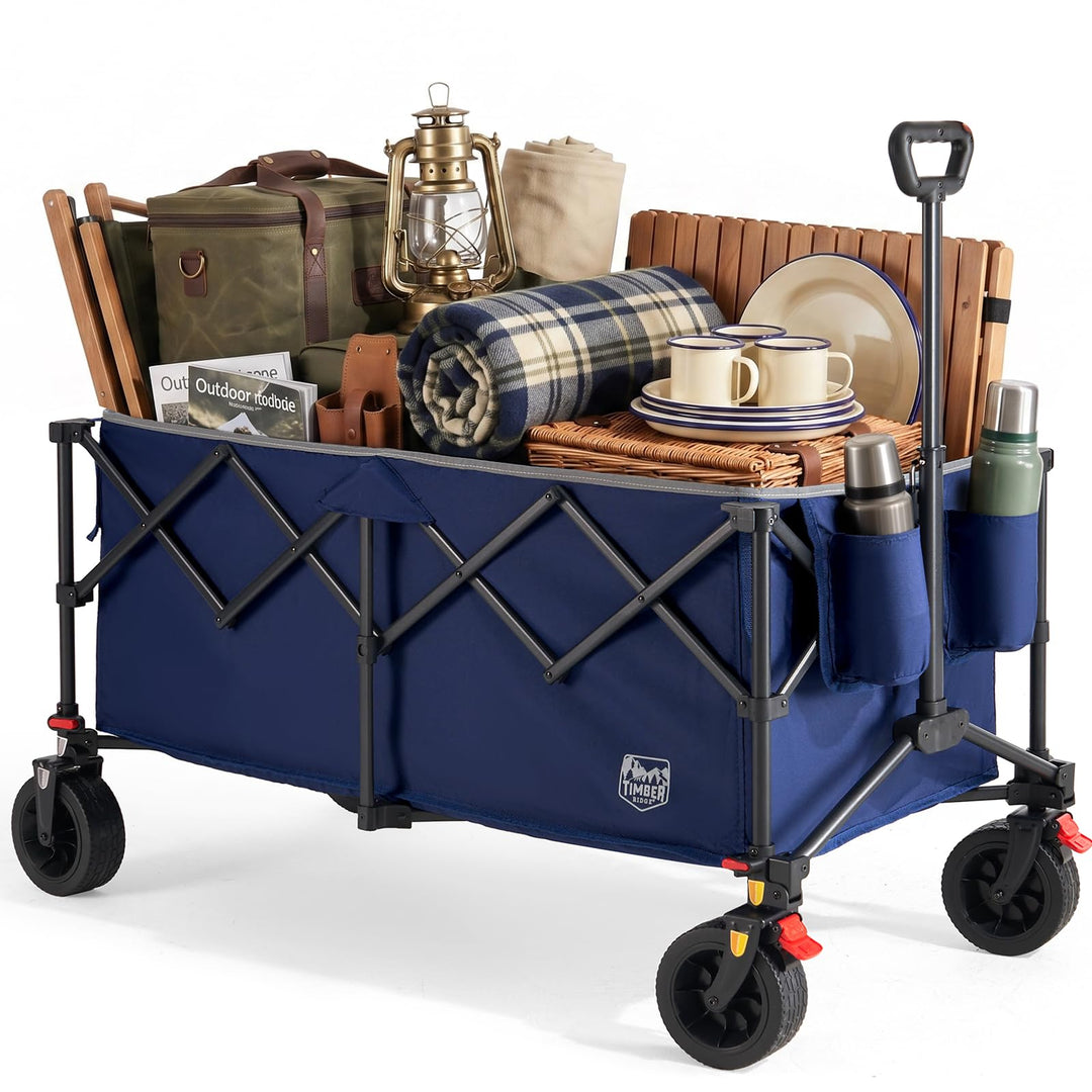 TIMBER RIDGE Faltbarer Bollerwagen 300L Klappbarer Strandwagen 150kg Traglast Campingwagen All-Terra