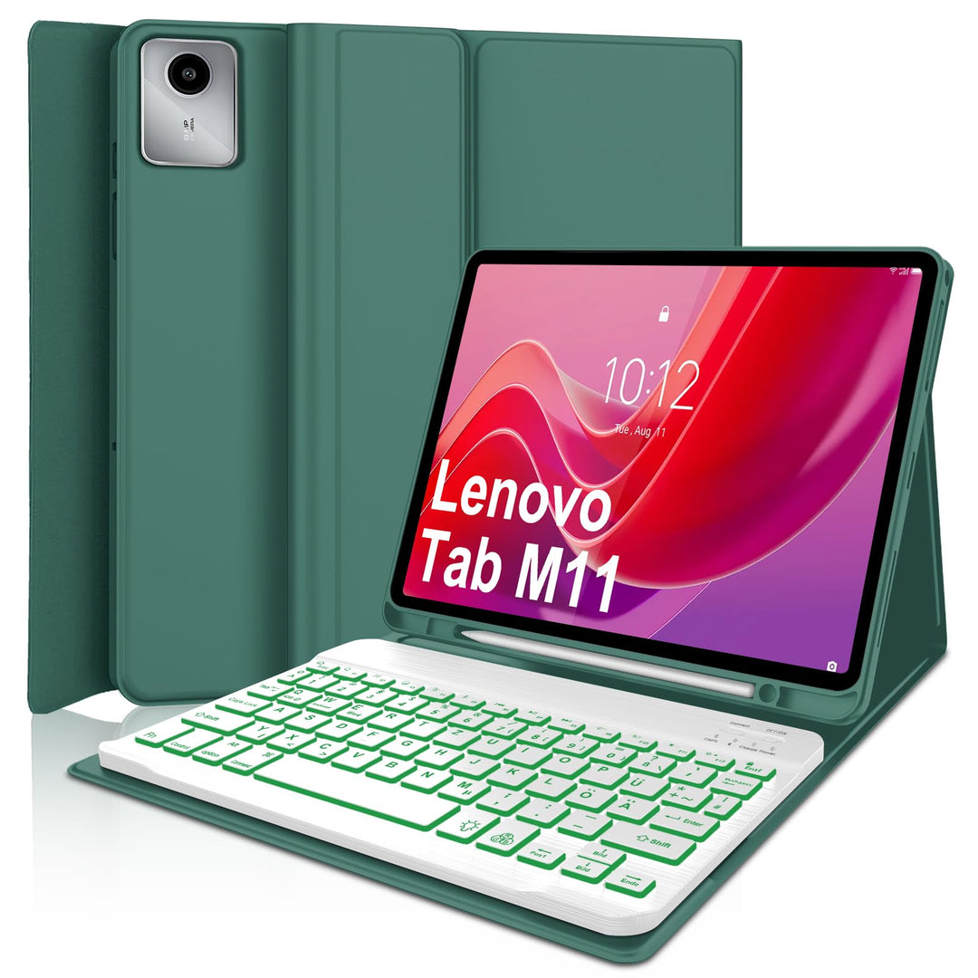 WINCHKING Tastatur Hülle für Lenovo Tab M11 11'' 2024, 7 Farben Beleuchtung, Tablet Magnetisch Abneh