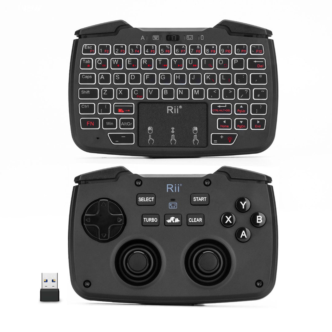 Rii RK707 Mini-Tastatur- und Maus-Kombination mit Trackpad, Media-Tastatur-Maus mit Game-Controller,