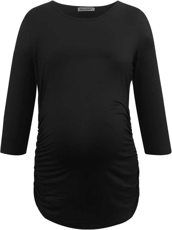 Smallshow Damen Schwanger Mutterschaft Oberteile 3/4 Ärmel Umstandsshirts Schwangere Tops Schwangers