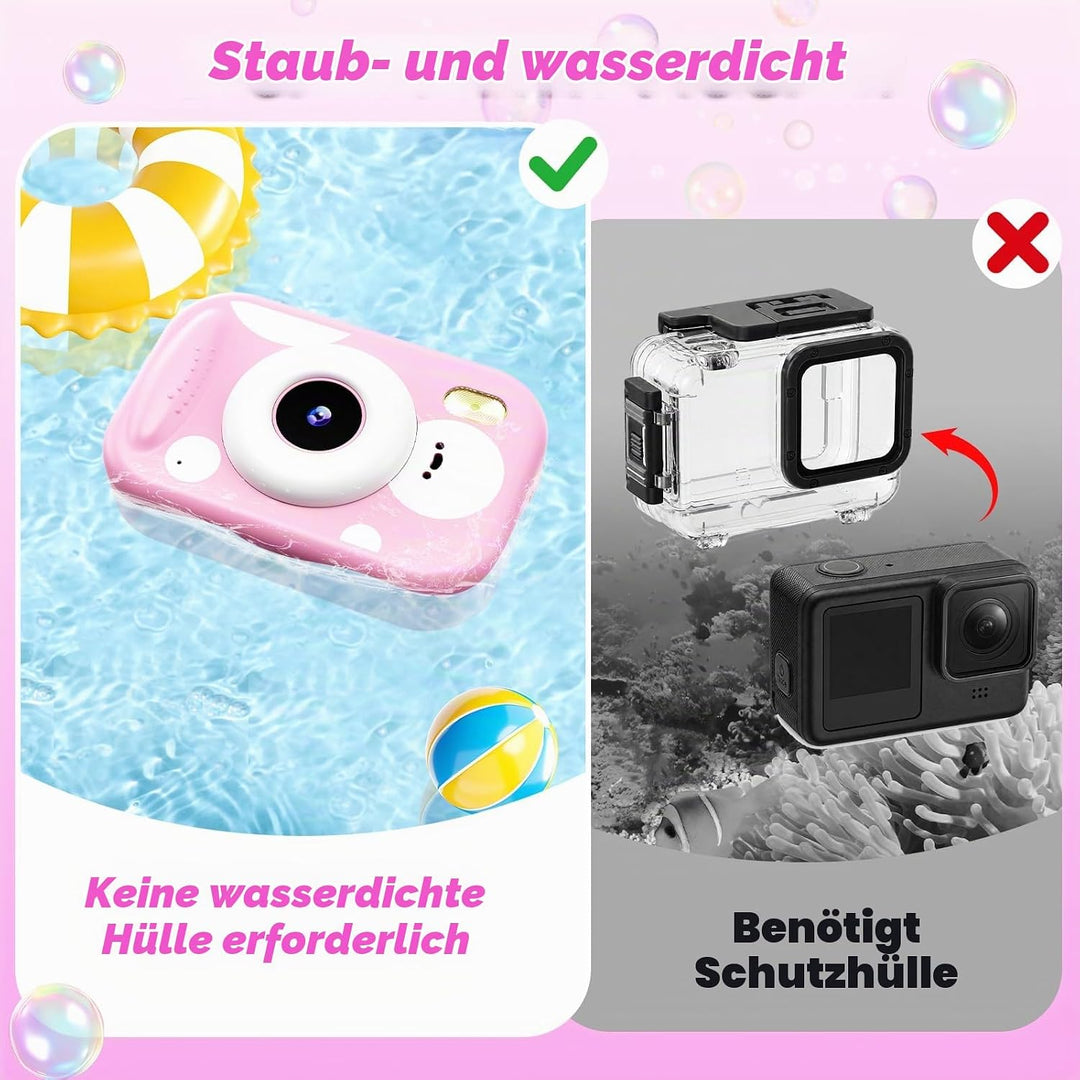 Kinderkamera, 48MP 1080P IP68 Unterwasser Digitalkamera wasserdichte Kamera Kinder mit 2,4 Zoll Bild