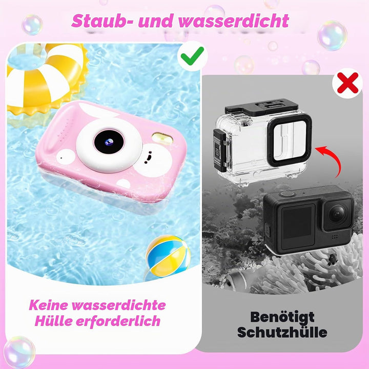Kinderkamera, 48MP 1080P IP68 Unterwasser Digitalkamera wasserdichte Kamera Kinder mit 2,4 Zoll Bild