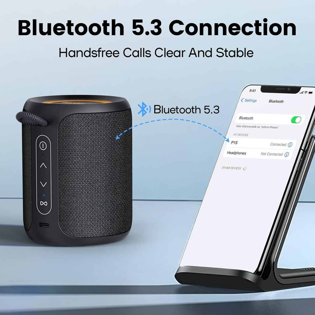 Deeyaple Bluetooth Lautsprecher Klein Tragbarer Musikbox 5.3 IPX7 Wasserdicht Kabellose Stereo Pairi