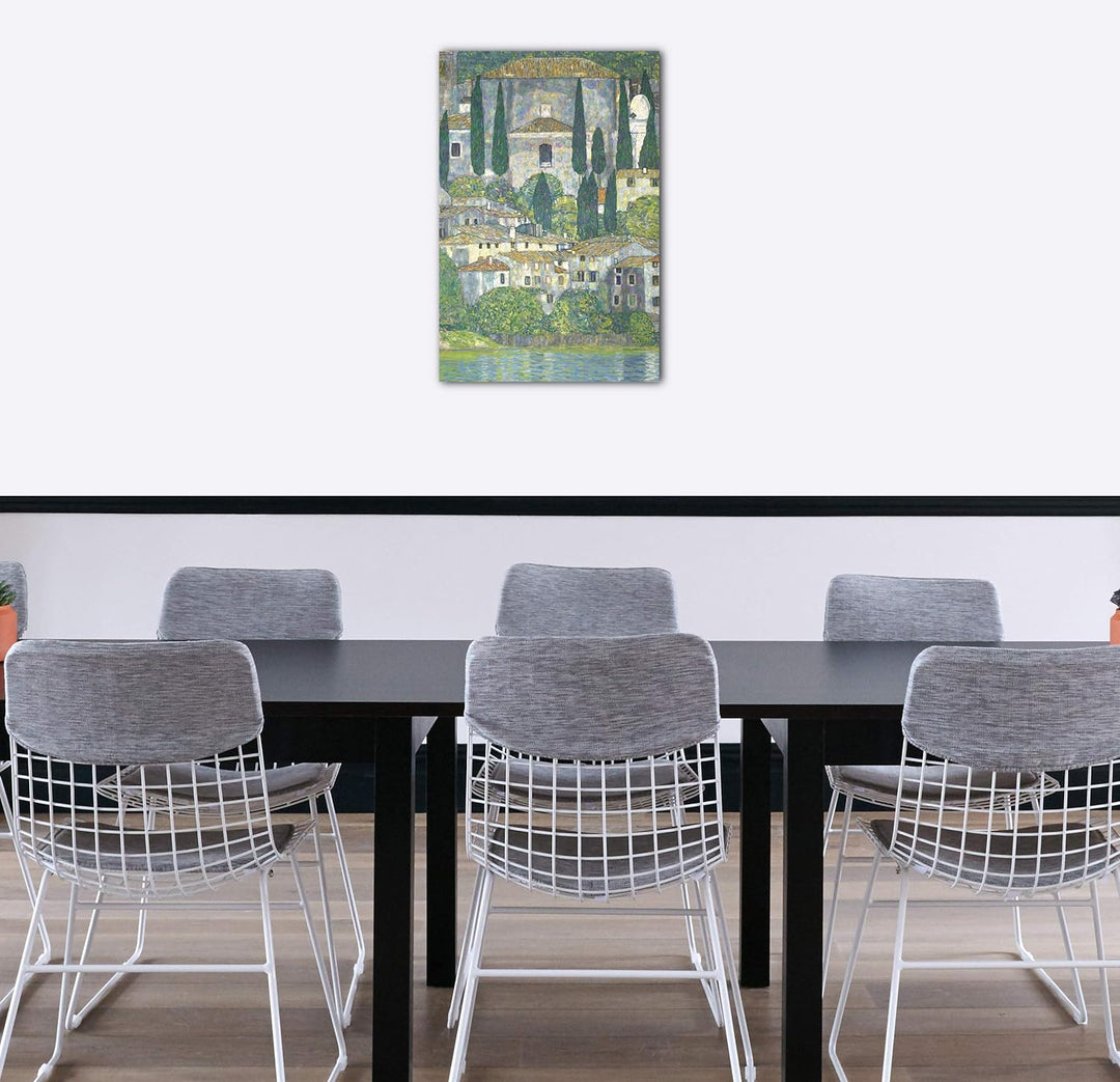 Printed Paintings Leinwand (60x80cm): Gustav Klimt - Kirche in Cassone (Landschaft mit Zypressen) (1