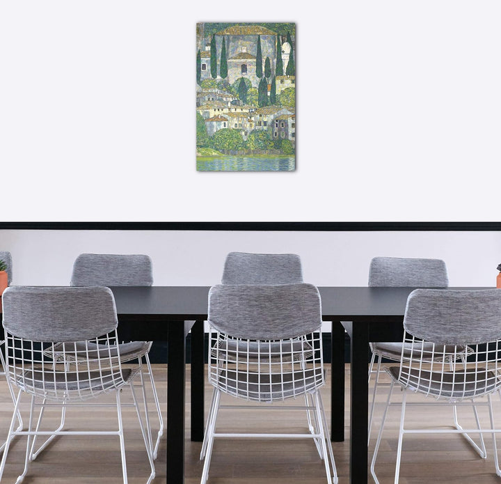 Printed Paintings Leinwand (60x80cm): Gustav Klimt - Kirche in Cassone (Landschaft mit Zypressen) (1