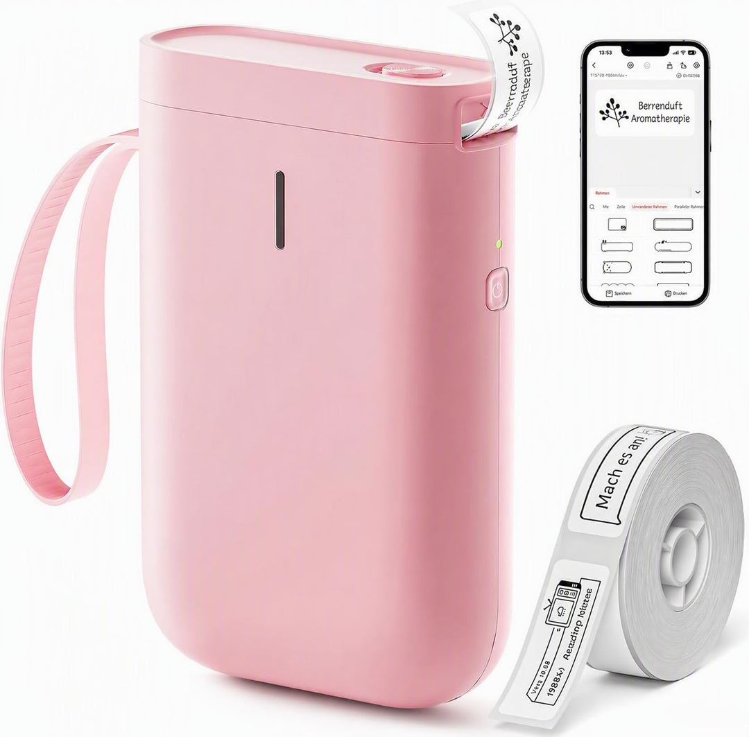 NIIMBOT D11 Etikettendrucker Tragbarer Aufkleberdrucker, Wireless-Technologie und 1 Rolle Starter-Et