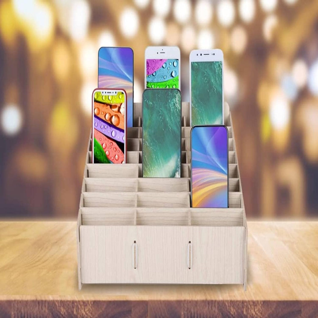 Handy Aufbewahrungsbox, Bambus Ladestation Desktop aus Holz Handy Verwaltungs Telefon Desktop Handyh