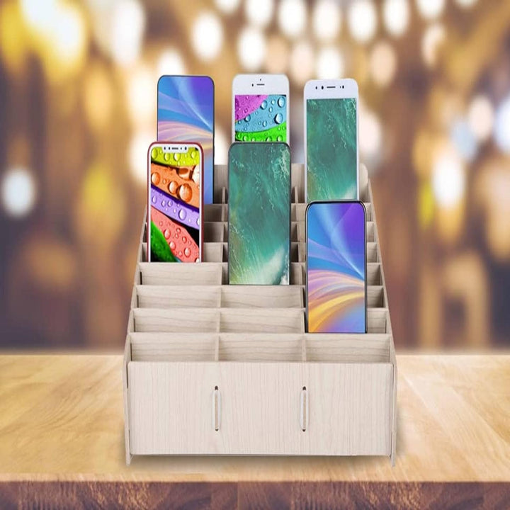 Handy Aufbewahrungsbox, Bambus Ladestation Desktop aus Holz Handy Verwaltungs Telefon Desktop Handyh