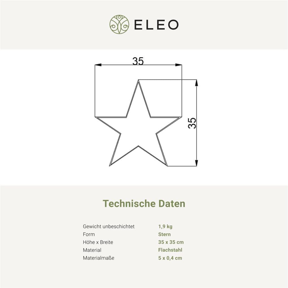 ELEO Metallstern I Winter- & Weihnachtsdeko | Geschenkidee | Handgefertigt aus Schmiedeeisen (feuerv