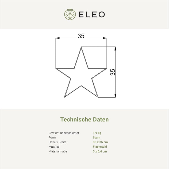 ELEO Metallstern I Winter- & Weihnachtsdeko | Geschenkidee | Handgefertigt aus Schmiedeeisen (feuerv