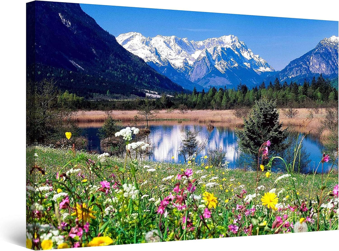 Startonight Bilder Berge im Frühling, Leinwandbilder Moderne Kunst, Landschaft Wanddeko Kunstdrucke,