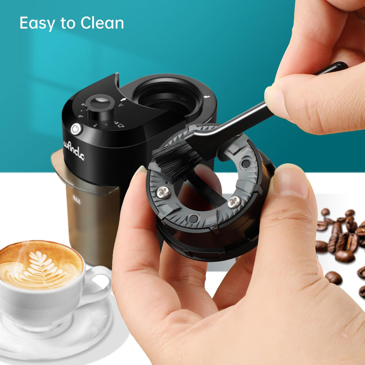 Wancle Elektrische Kaffeemühle - Einstellbarer scheibenmahlwerk kaffeemühle für Kaffeebohnen mit 28