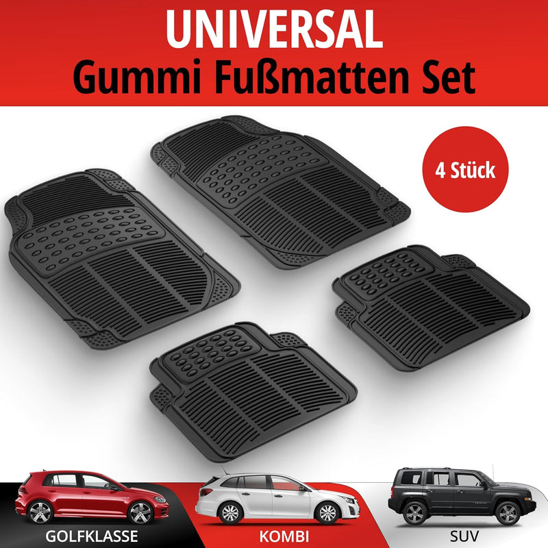 Walser Universal Auto-Gummimatten-Set Spartakus, Automatten 4-teilig zuschneidbar, Universal Antirut