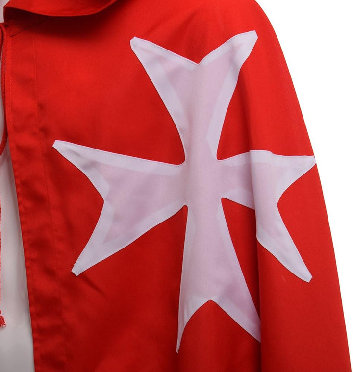 BLESSUME Ritter Kostüm Hospitaller Karneval LARP Cospaly, Schwarz Cloak mit Weisses Kreuz Rot S, Rot