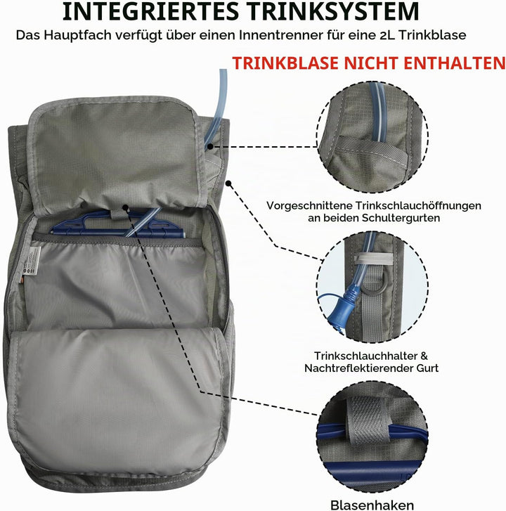 Wanderrucksack Klein 13L Faltbarer Rucksack Damen Herren Tagesrucksack Daypack Ultraleicht Trekkingr