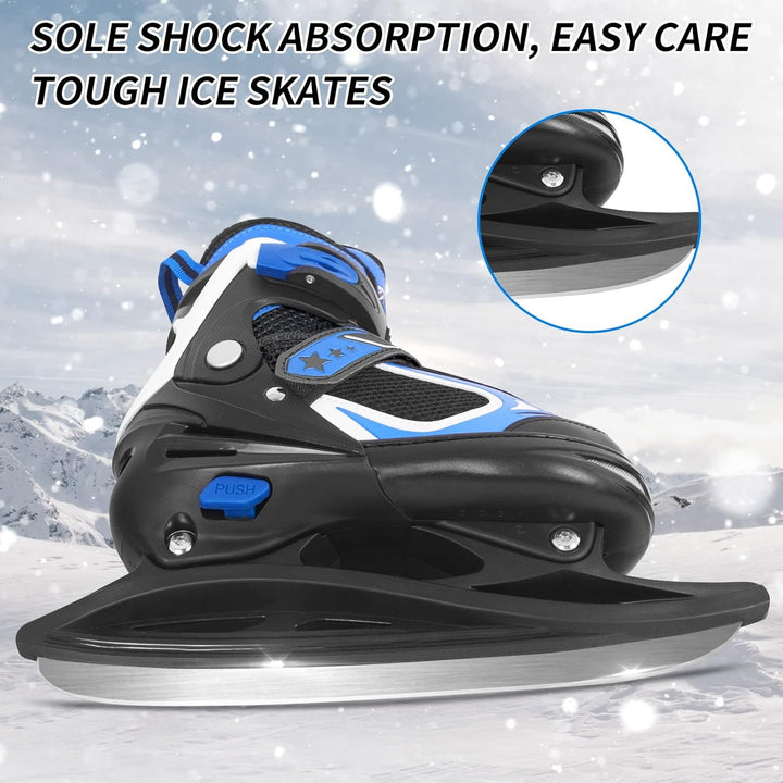 Nattork Schlittschuhe Kinder - 4 Grösse Verstellbare Eislaufschuhe Kinder Jugendliche, Ice Skates Mi