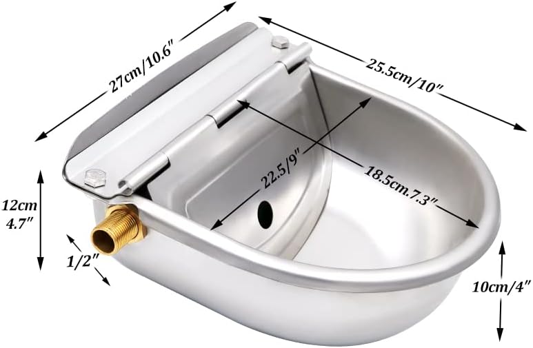 MOGOULUA Automatische Tränkebecken mit Kupfer Schwimmerventil Grosse Kapazität Edelstahl Rindertränk