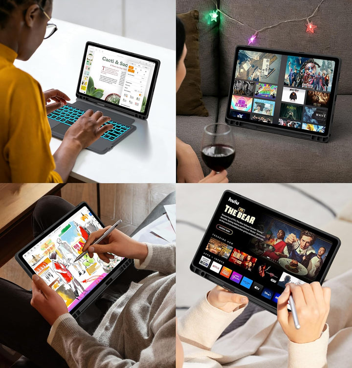 für Samsung Galaxy Tab A11+ Plus/A9+ Plus 11 Zoll Hülle mit Tastatur: Tab A9+/A11+ Plus Deutsches QW