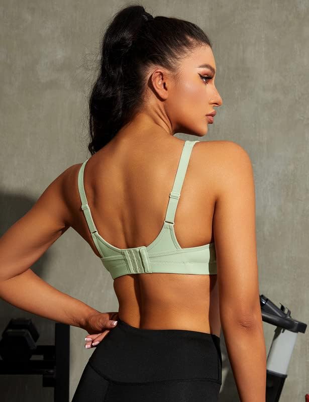 Wingslove Damen Sport BH ohne Bügel Nicht Gepolstert High Impact Bustier Halt Joggen BH 75C Grün, 75