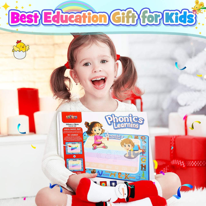 EUCOCO Wasser Matte Kinder 100 x 80 cm, Magic Malmatte mit Wasserstift XL Drawing Painting Matte für