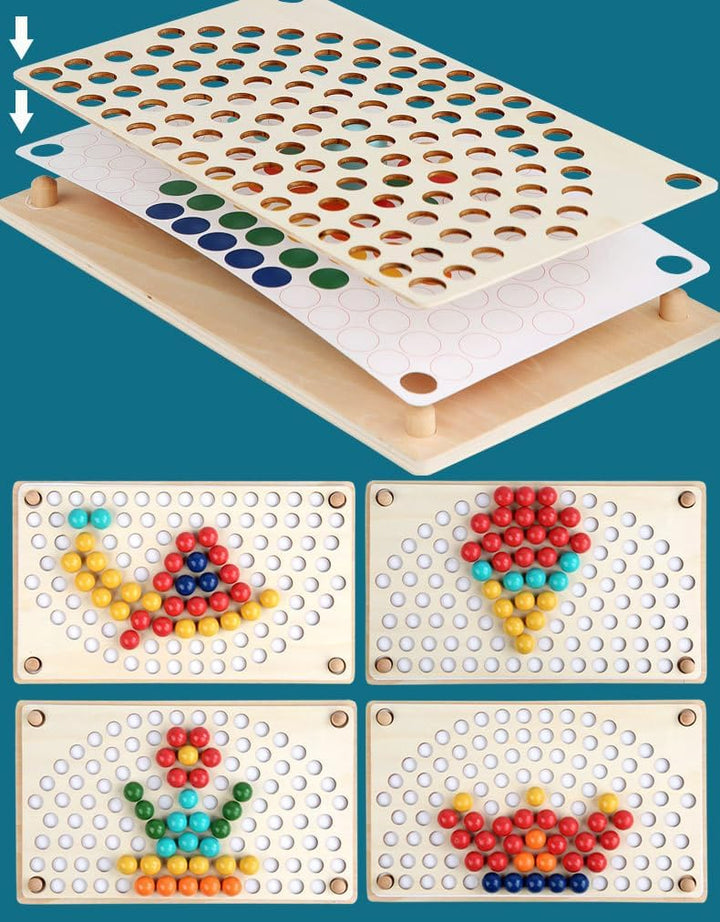 KidMigo Montessori Spielzeug, Rainbow Bead Game, Holz Clip Brettspiel, Puzzle Board, Kinder Hände Au
