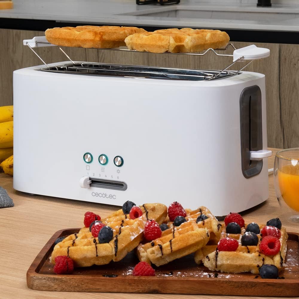 Cecotec Toaster Toast&Taste 9000 Doppel White aus Plastik mit 2 extra breiten kurzen Schlitzen Weiss