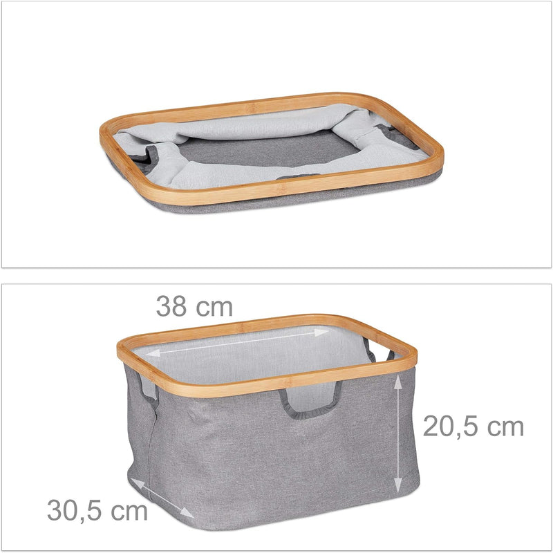 Relaxdays Wäschesortierer Bambus, 3 herausnehmbare Fächer, Bad & Schlafzimmer, Regal, HBT: 96 x 44 x