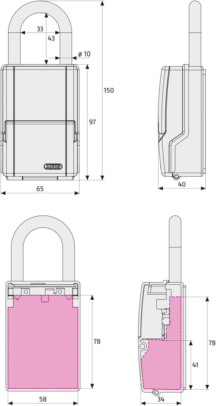 ABUS KeyGarage 737 Mini - Schlüsselbox mit Bügel zur Befestigung - für bis zu 8 Schlüssel oder klein