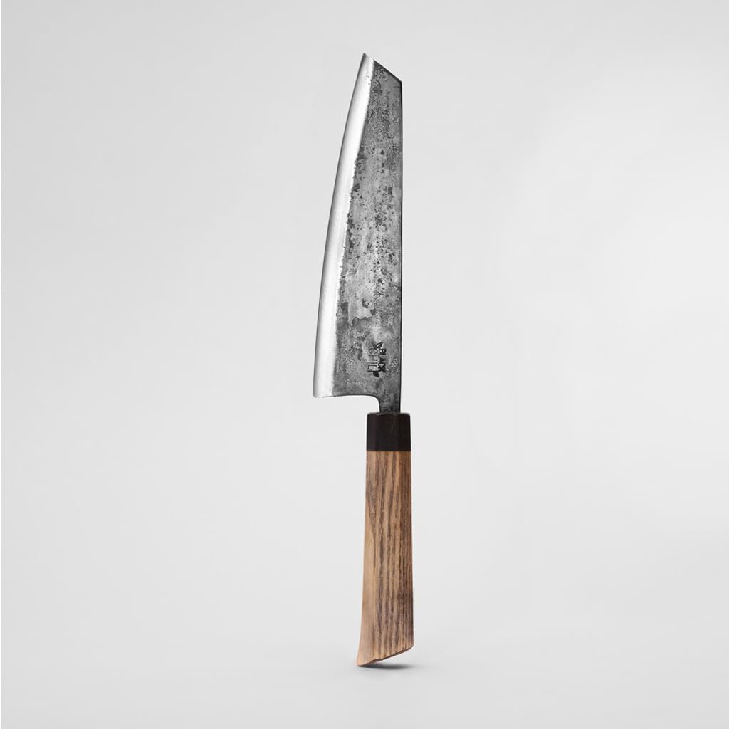 Chefmesser | Escheholz Griff | 19 cm Carbonstahl Klinge mit 61–63 HRC | Profi Kochmesser für Fisch,