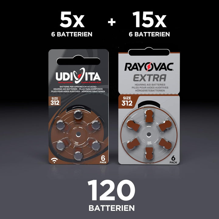 Rayovac Extra Advanced 312. 120 Batterien: 90 Rayovac + 30 Lebensdauer
