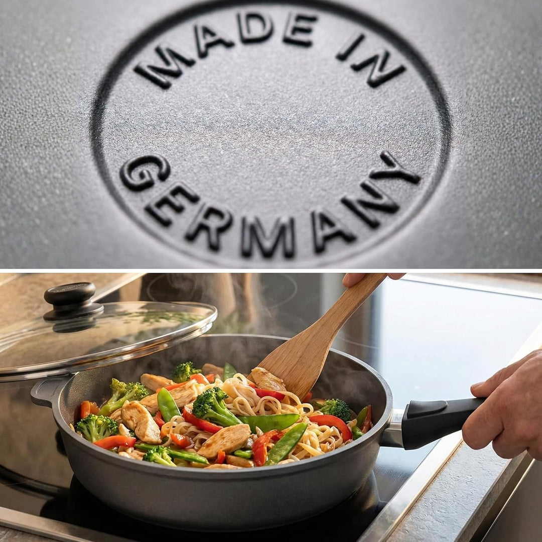 Lieblingspfanne Schmorpfanne 28cm Hochrandpfanne induktionsgeeignet Bratentopf Servierpfannen Alumin