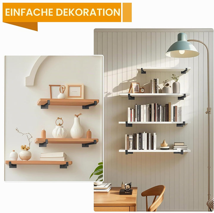 6 Stück schwebende Regalhalterungen Schwerlast-Wandmontage, Industrie-Metallregale mit Lippe 12 Inch