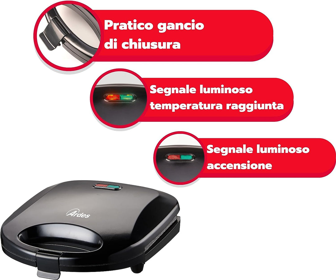 ARDES - Professioneller elektrischer Toaster Sandwich Maker Kompakt Toaster mit antihaftbeschichtete