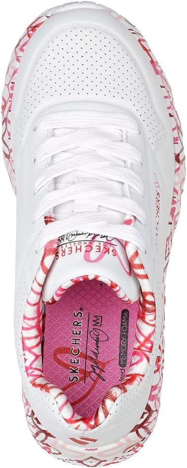 Skechers Mädchen Uno Lite Lovely Luv Sneaker 37 EU White Synthetic Red Pink Trim, 37 EU White Synthe