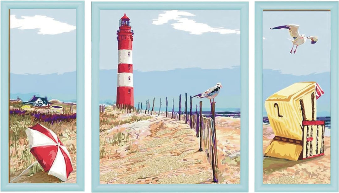Triptychon Bilderrahmen, Grösse 50x80cm / 80x50cm Farbe Türkis Blau, ideal für Malen nach Zahlen Tri