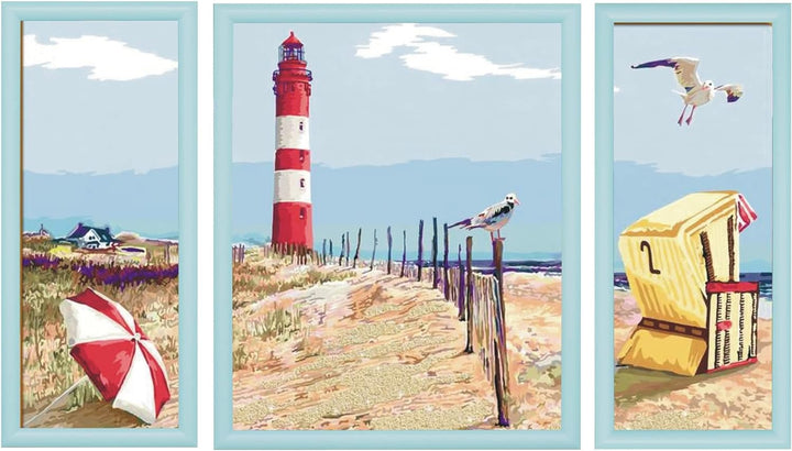 Triptychon Bilderrahmen, Grösse 50x80cm / 80x50cm Farbe Türkis Blau, ideal für Malen nach Zahlen Tri