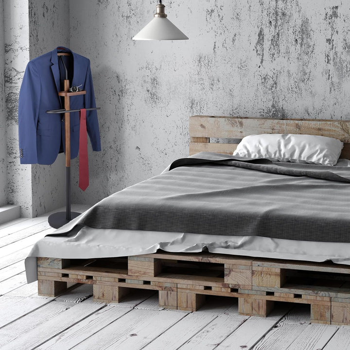 Relaxdays Herrendiener, mit Ablage, für Jackett & Hose, HBT 116 x 47 x 28 cm, MDF & Stahl, Stiller D