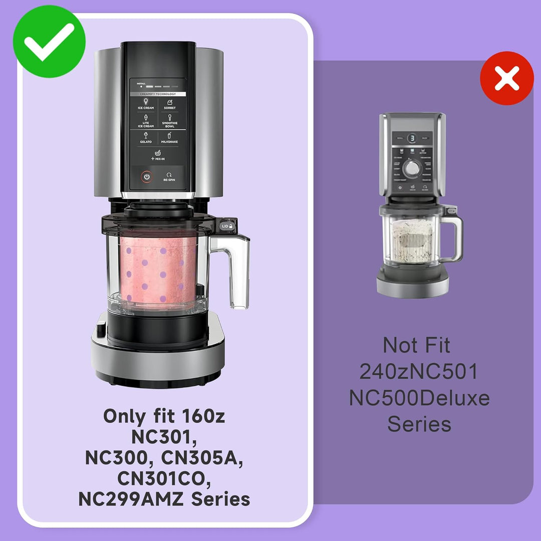 Generisch Kompatibel mit Ninja Creami Eismaschine NC300/NC301 Serie – Set aus 4 Eisbehältern in Pink