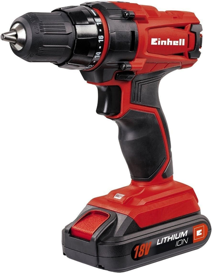 Einhell Akku-Bohrschrauber TC-CD 18-2 Li (Lithium Ionen, 18V, 2-Gang-Getriebe, Spindelarretierung, 1