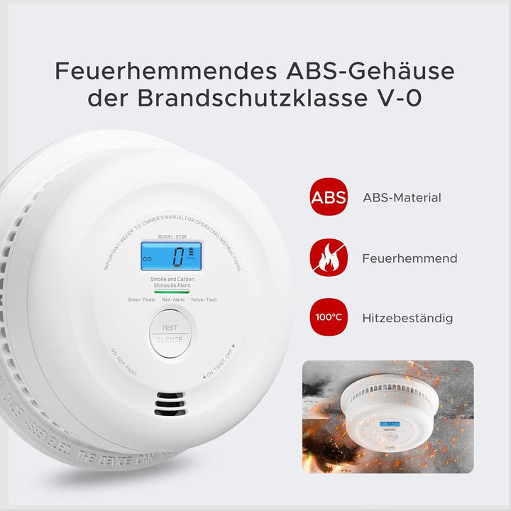 X-Sense Rauch- und Kohlenmonoxid Melder mit LCD-Anzeige, Batterie mit 10 Jahre Lebenszeit, doppelsen