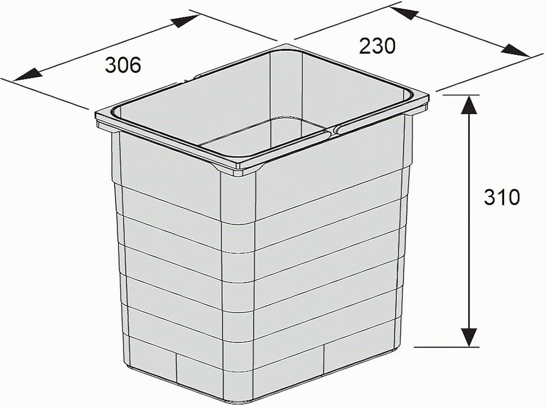 Ninka Abfalltrennsystem eins2vier KB 600 mm, Seitenstärke 16 mm Höhe 310 mm 2x 8L, 2x 17L, 1x 60er B