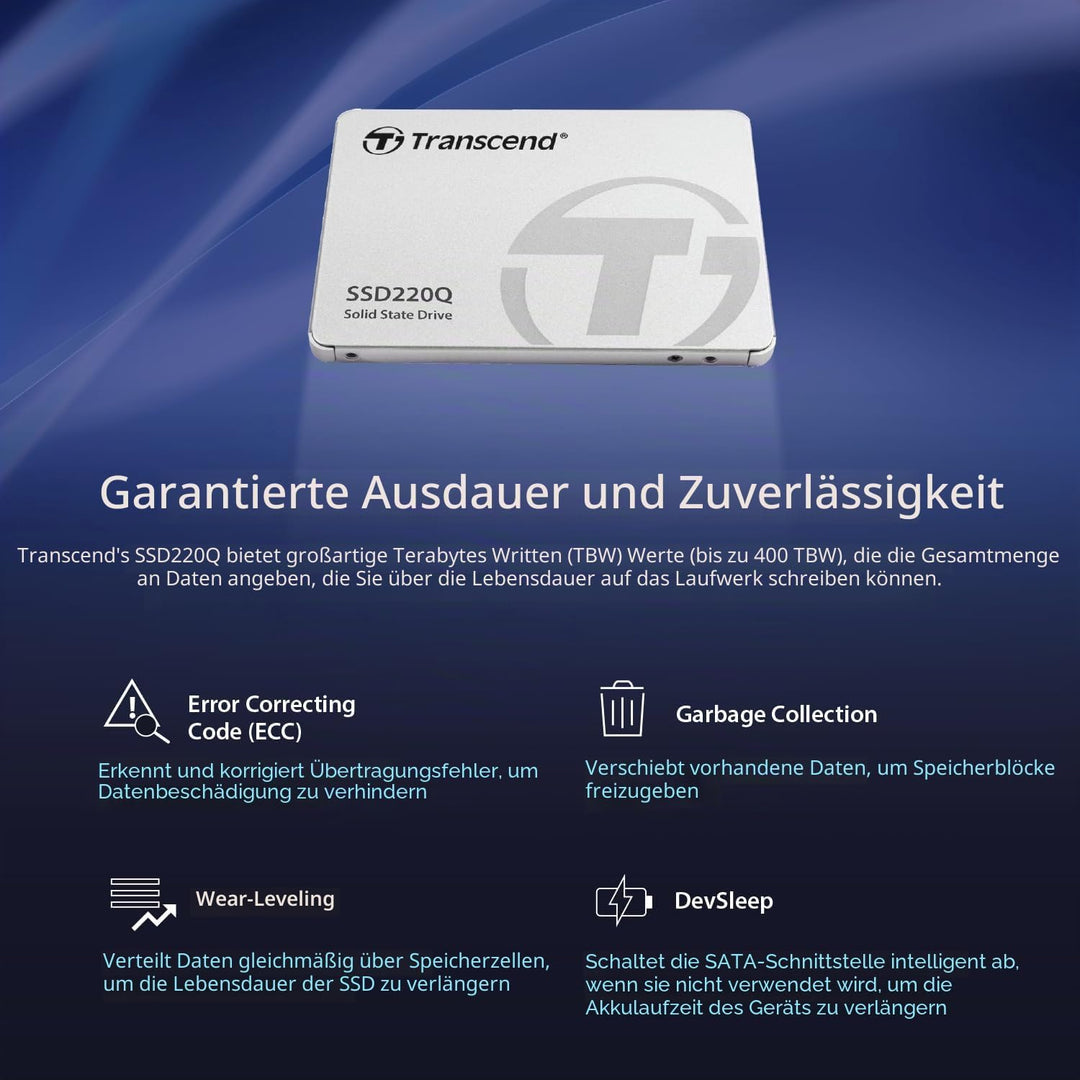 Transcend 500GB SATA III 6Gb/s interne 2.5 Zoll SSD220Q 2.5 Zoll TS500GSSD220Q