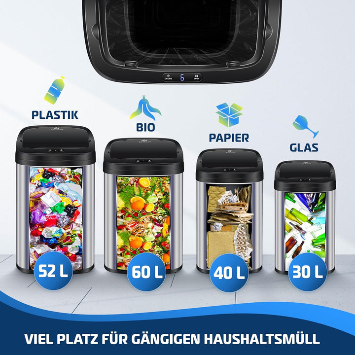 KESSER® Sensor Mülleimer Küche 52 L | Automatik mit Bewegungssensor Abfalleimer & Soft-Close-Deckel