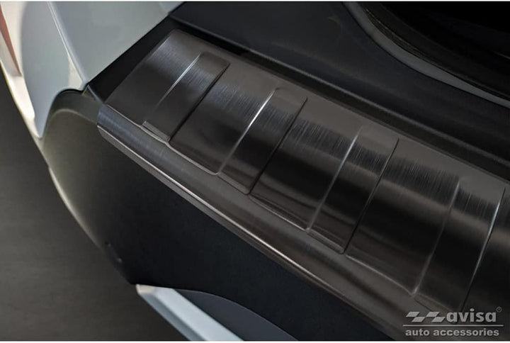 Avisa Schwarz Edelstahl Heckstossstangenschutz kompatibel mit Dacia Spring 2020- 'Ribs'