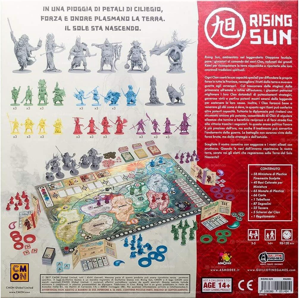 Asmodee: Rising Sun, Brettspiel, 3-5 Spieler, ab 14 Jahren, italienische Ausgabe, Rising Sun